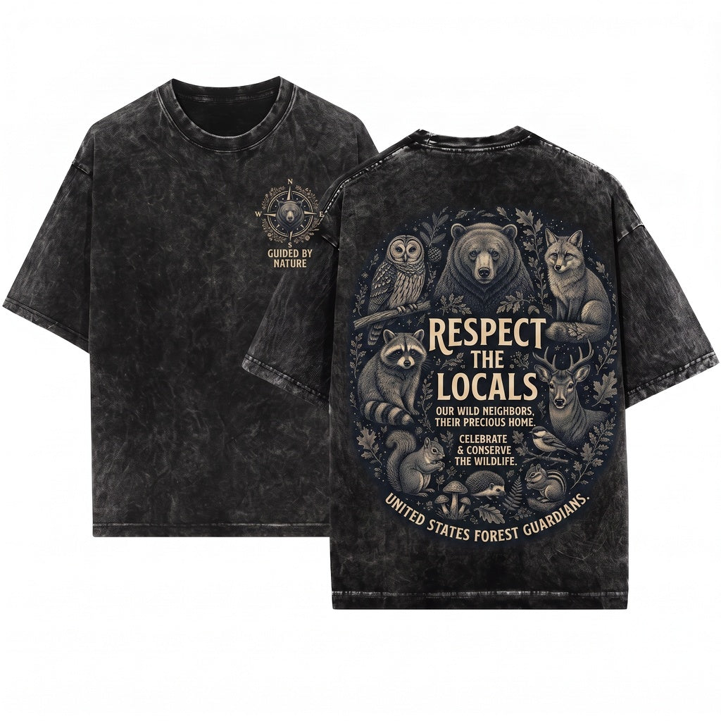 Respect the Local Cryptids Funny Bigfoot Alien Folklore Unisex Wash T-Shirt
