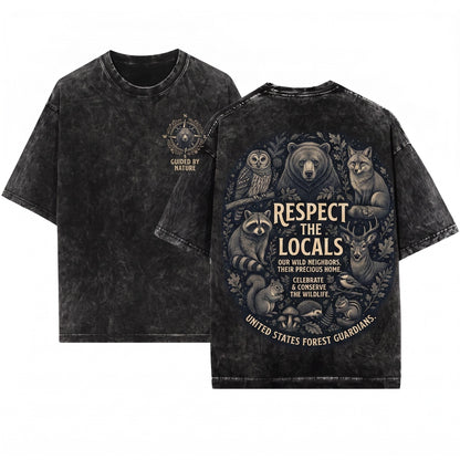 Respect the Local Cryptids Funny Bigfoot Alien Folklore Unisex Wash T-Shirt
