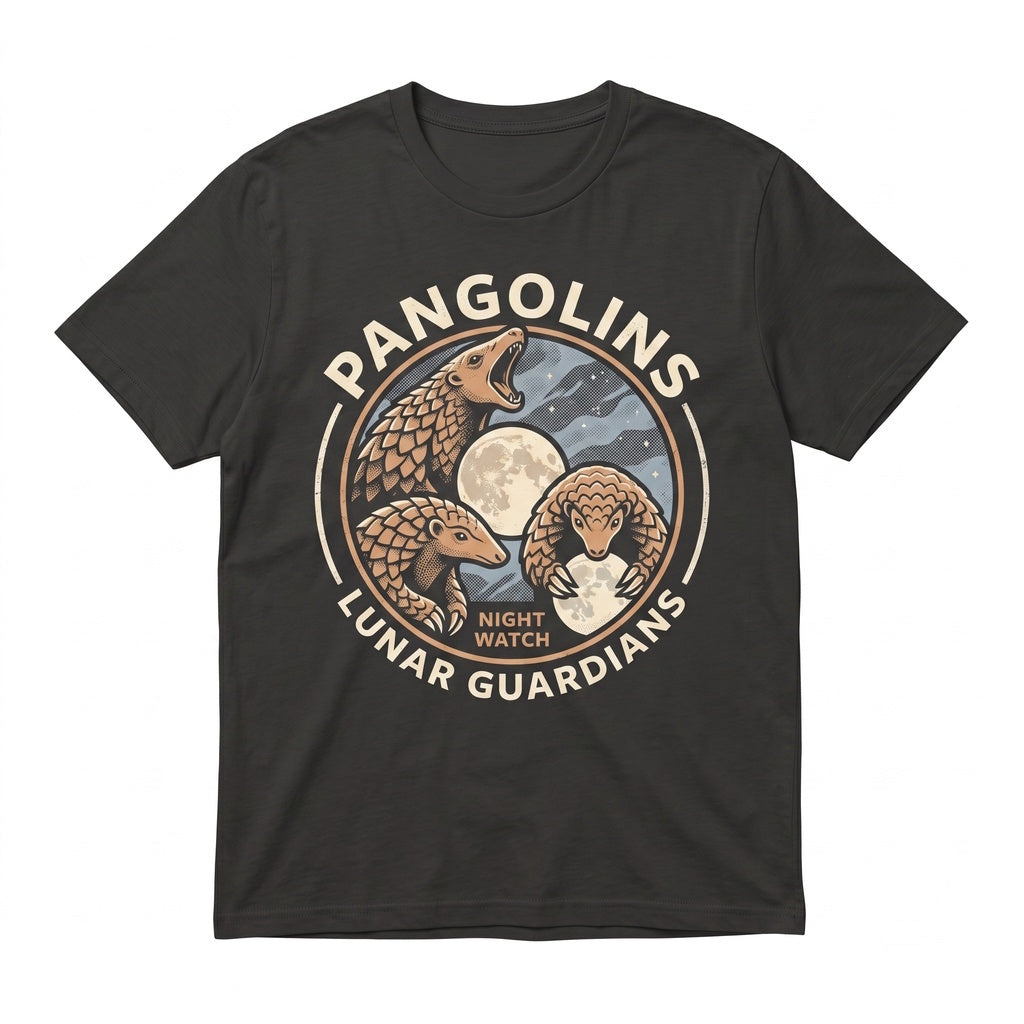 Funny Three Pangolin Moon Graphic Vintage Cute Armadillo Scale Animal Lover Apparel Unisex TShirt