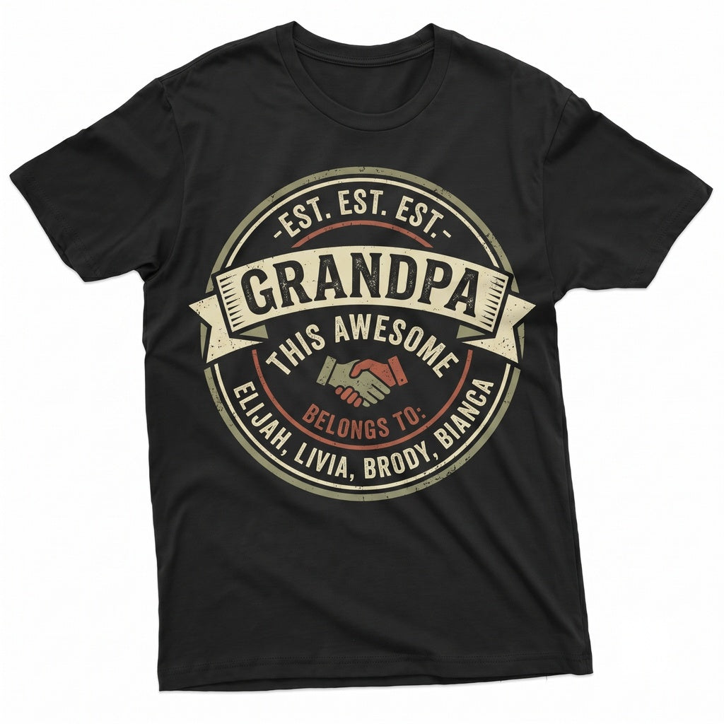 Awesome Grandpa Customizable Grandkids Names Fathers Day Birthday Gift Unisex TShirt