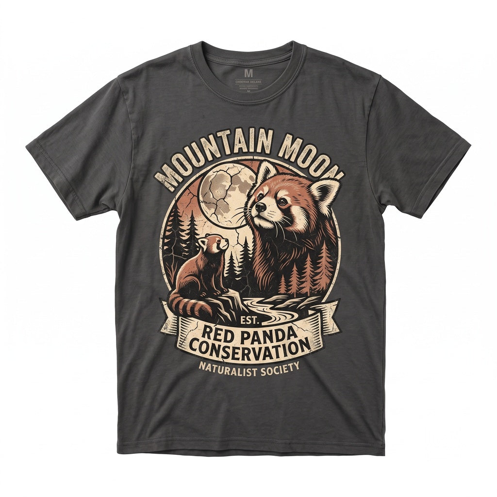 Vintage Red Panda Howling at the Full Moon Graphic 90s Retro Wildlife Lover Gift Apparel Unisex TShirt