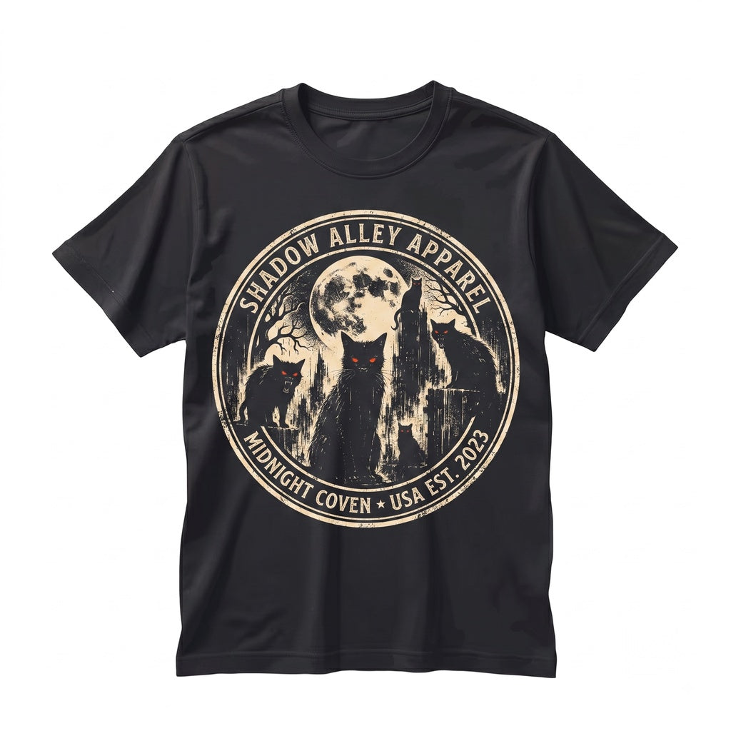 Horror Spooky Gothic Cat Dark Full Moon Graphic Halloween Mom Gift Unisex TShirt