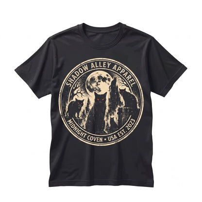 Horror Spooky Gothic Cat Dark Full Moon Graphic Halloween Mom Gift Unisex TShirt