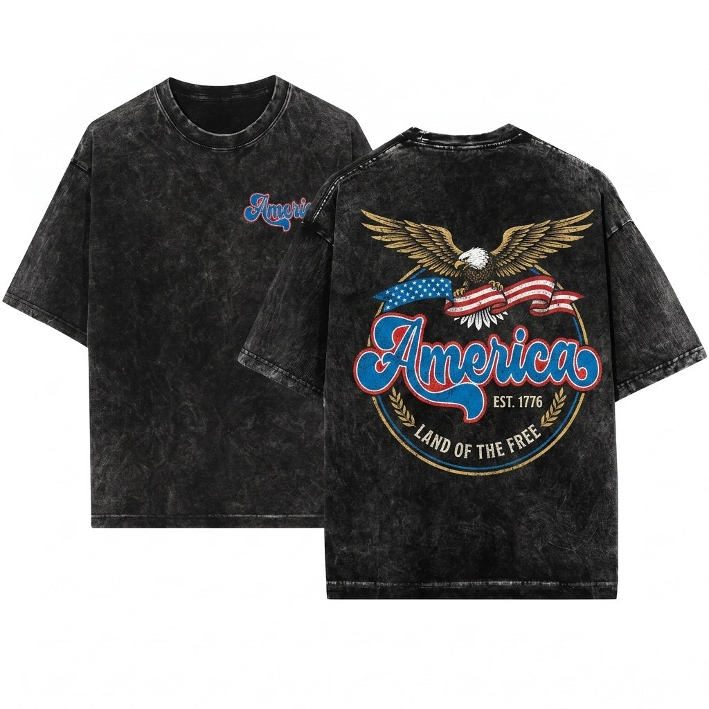Retro Vintage Patriotic USA 4th Of July Grunge Unisex Wash T-Shirt