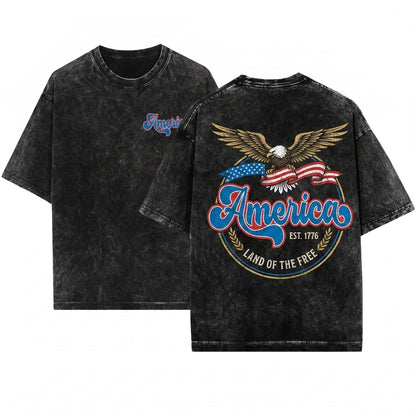 Retro Vintage Patriotic USA 4th Of July Grunge Unisex Wash T-Shirt