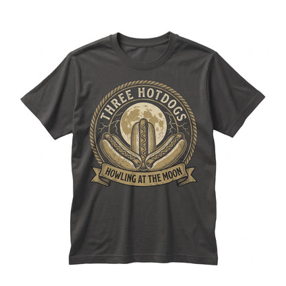 Three Hotdogs Howling At The Full Moon Vintage Graphic Gift For Men Women Unisex TShirt