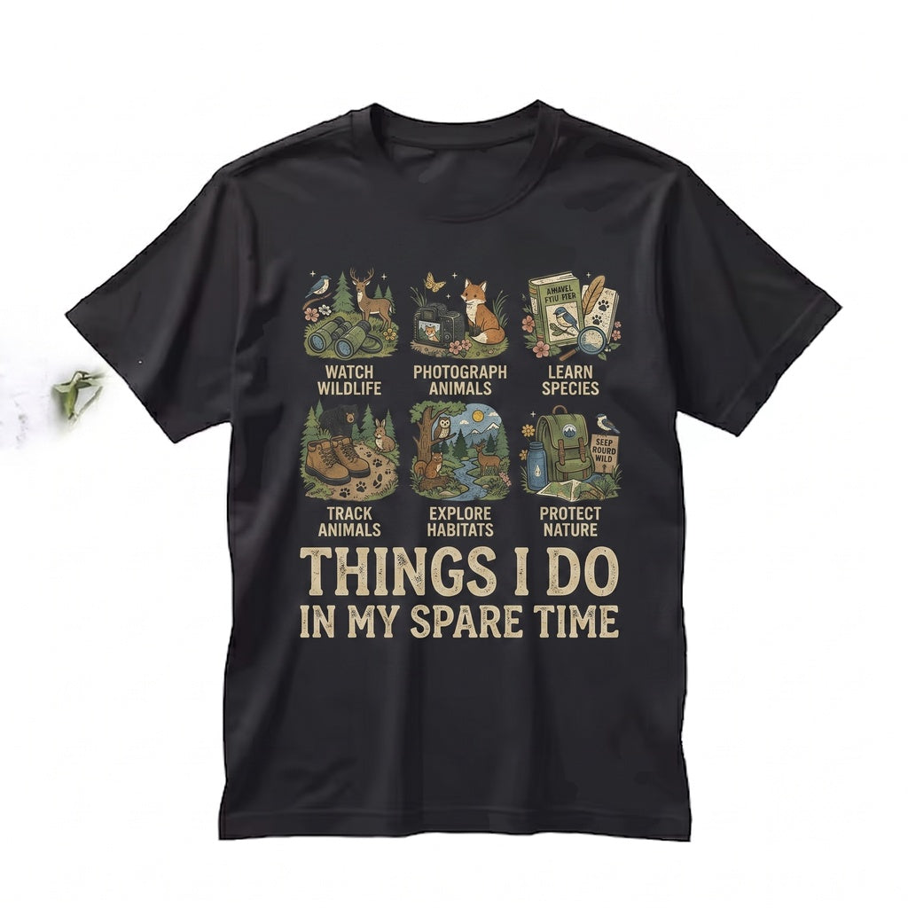 Birding Wildlife Graphic Print in Moss Green, Funny Things I Do Nature Lover Unisex TShirt