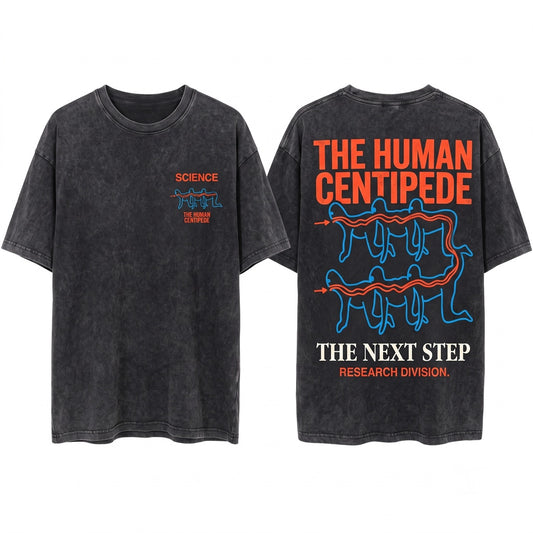 Centipede Horror Movie Graphic Apparel Funny Weird Human Science Merch Vintage Black Unisex Wash T-Shirt