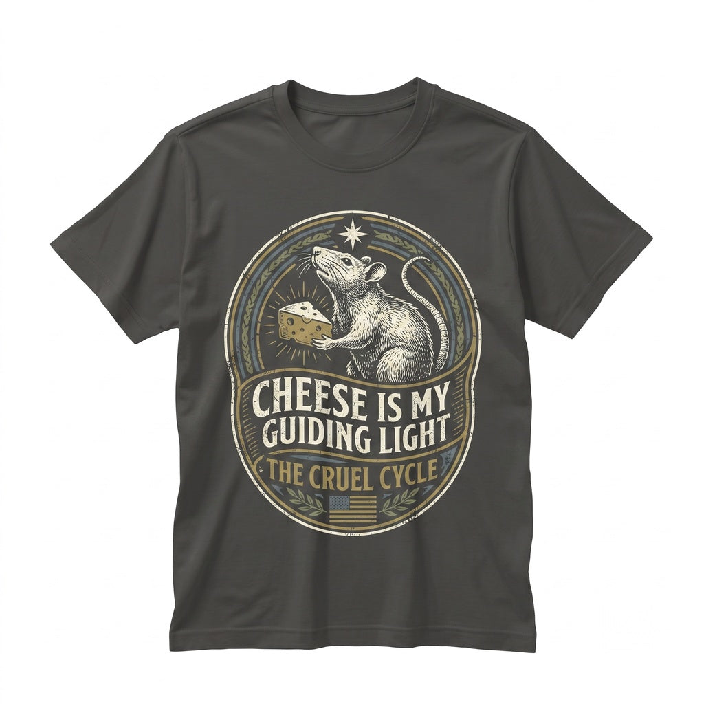 Cheese Is My Guiding Light Funny Rat Lover Graphic Cotton Apparel Unisex TShirt