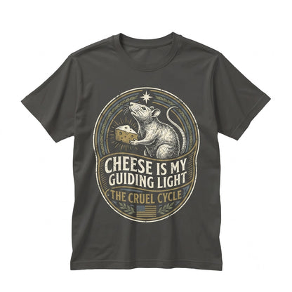 Cheese Is My Guiding Light Funny Rat Lover Graphic Cotton Apparel Unisex TShirt