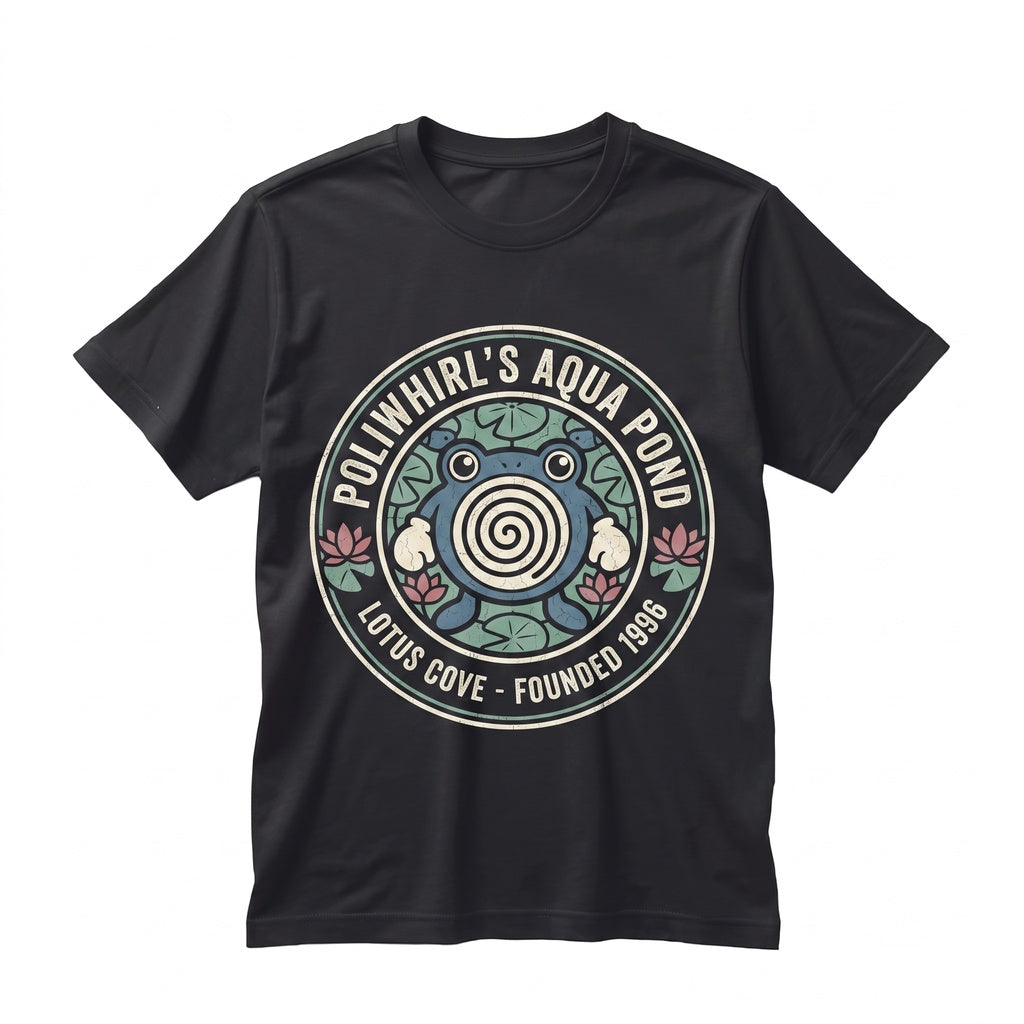 Poliwag Stained Glass Cute Water Tadpole Suncatcher Window Hanging Lily Pad Pond Gamer Room Housewarming Fan Unisex TShirt