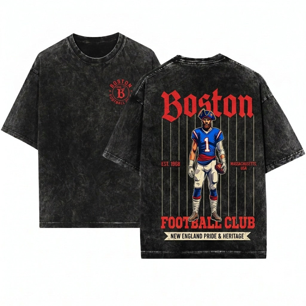 Boston Retro New England Sports Fan Athletic Crewneck Sweater Unisex Wash T-Shirt