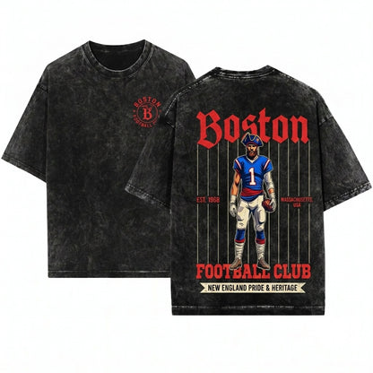 Boston Retro New England Sports Fan Athletic Crewneck Sweater Unisex Wash T-Shirt