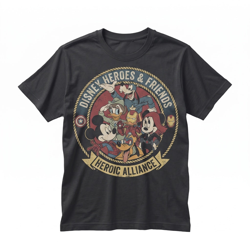 Cartoon Mouse Friends Comic Book Superhero Graphic Signatures Vacation Travel Apparel Unisex TShirt