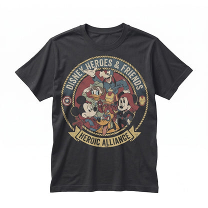 Cartoon Mouse Friends Comic Book Superhero Graphic Signatures Vacation Travel Apparel Unisex TShirt
