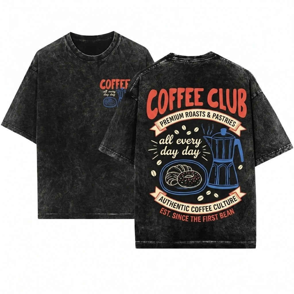 Retro Coffee Club Foodie Aesthetic Crop Top Unisex Wash T-Shirt