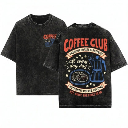 Retro Coffee Club Foodie Aesthetic Crop Top Unisex Wash T-Shirt