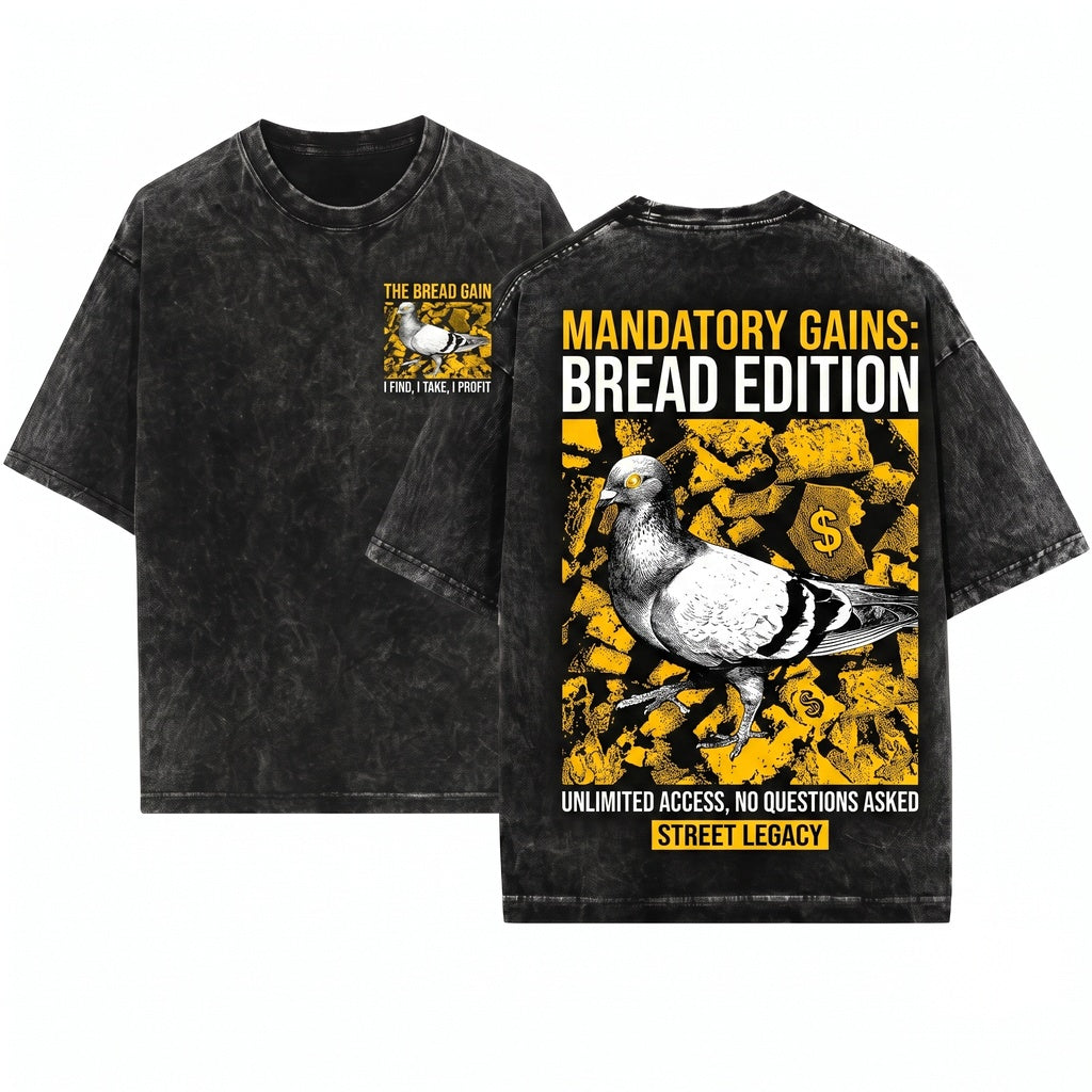 Drowning In Bread Pigeon Funny Vintage Japanese Unisex Wash T-Shirt
