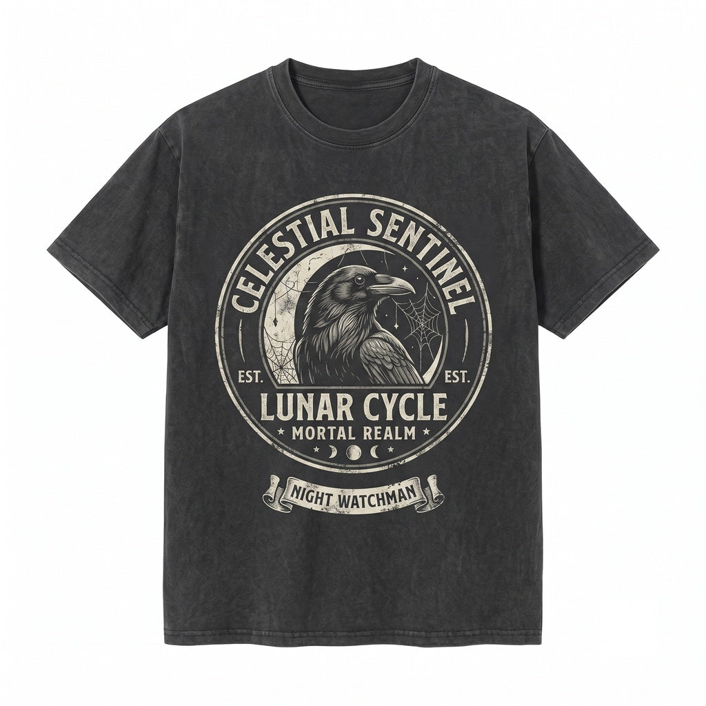 Gothic Raven Moon Crow Graphic Witchy Celestial Dark Academia Horror Aesthetic Gift Unisex TShirt