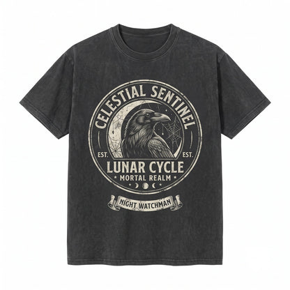 Gothic Raven Moon Crow Graphic Witchy Celestial Dark Academia Horror Aesthetic Gift Unisex TShirt