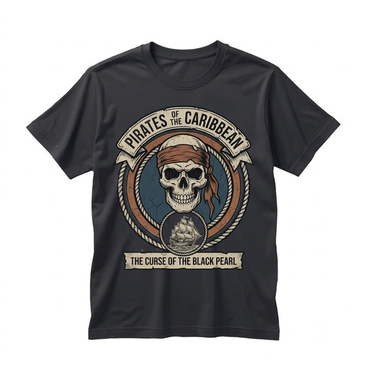 Vintage Retro Swashbuckler Captain Curse of the Black Pearl Yo Ho A Pirate Life For Me Graphic Top Unisex TShirt