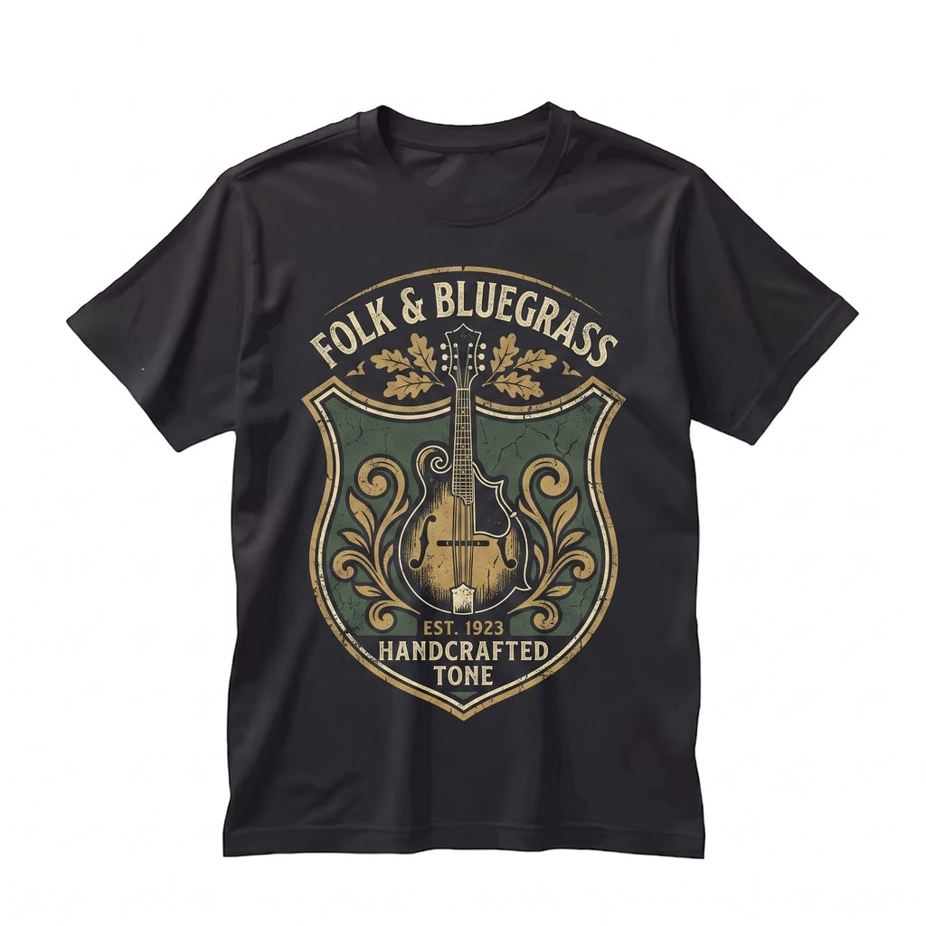 Vintage Mandolin Player Gift Retro Bluegrass Acoustic Folk Musician Graphic Unisex TShirt