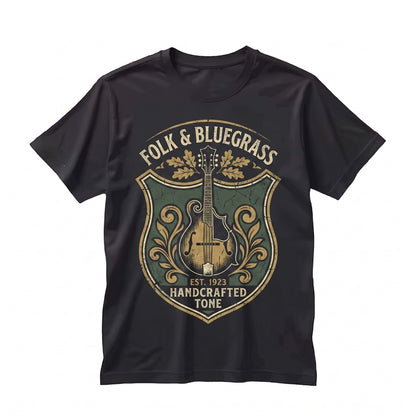 Vintage Mandolin Player Gift Retro Bluegrass Acoustic Folk Musician Graphic Unisex TShirt