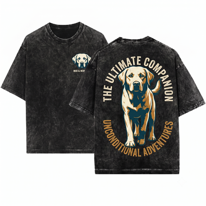 Minimalist Labrador Retriever Silhouette Shirt Cute Lab Dog Mom Dad Outline Gift Unisex Heavyweight Garment-Dyed T-Shirt