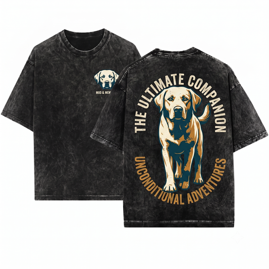 Minimalist Labrador Retriever Silhouette Shirt Cute Lab Dog Mom Dad Outline Gift Unisex Heavyweight Garment-Dyed T-Shirt