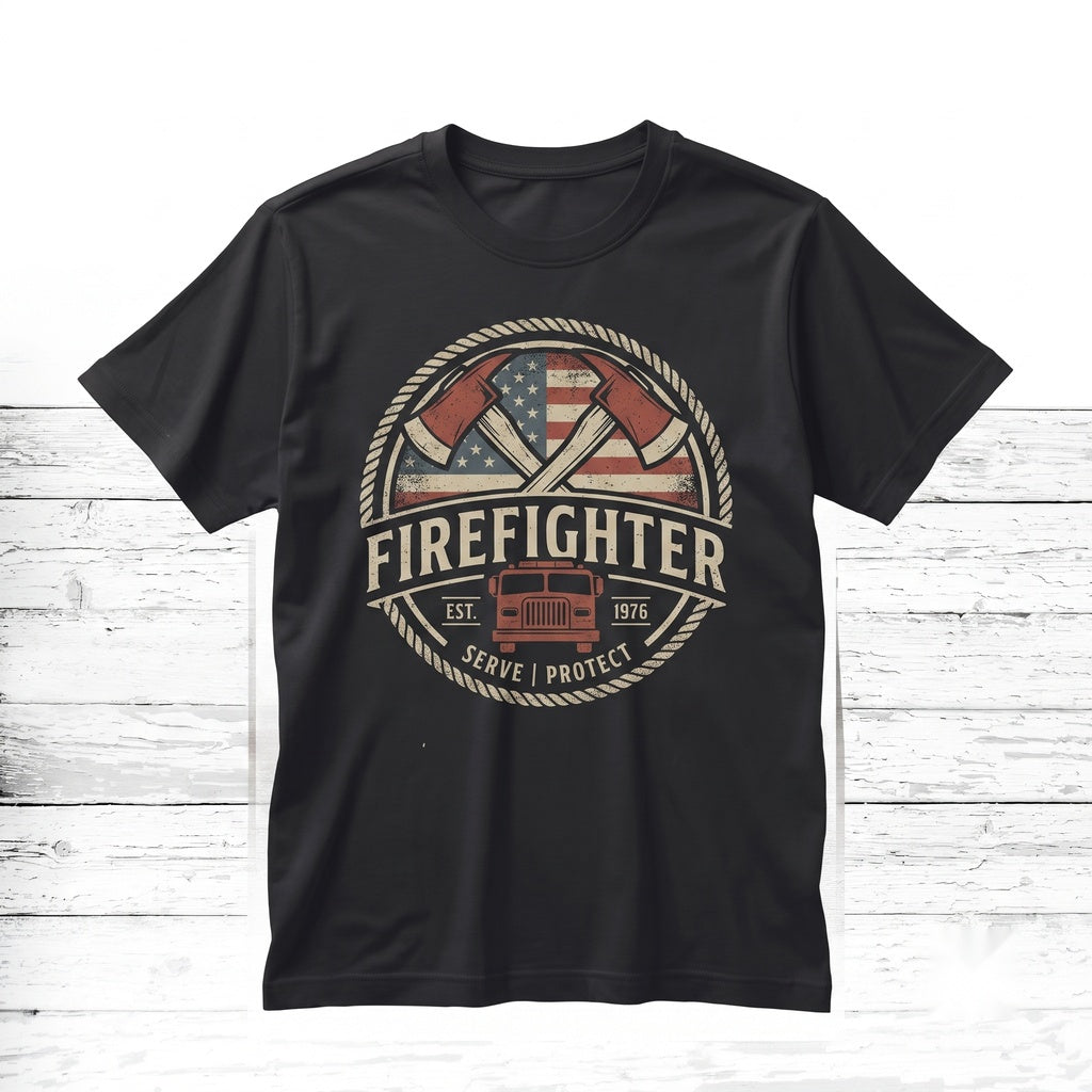American Flag Firefighter Dad Gift Fire Department Apparel Unisex TShirt