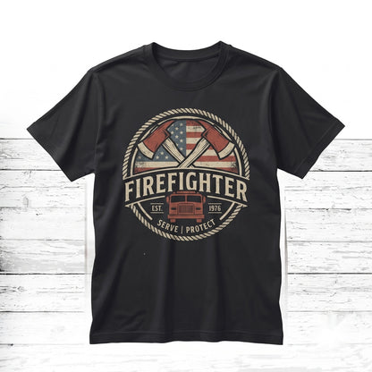 American Flag Firefighter Dad Gift Fire Department Apparel Unisex TShirt