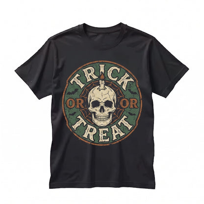 Y2K Halloween Melting Trick Or Treat Graphic Skull Web Candy Spooky Party Gift Unisex TShirt