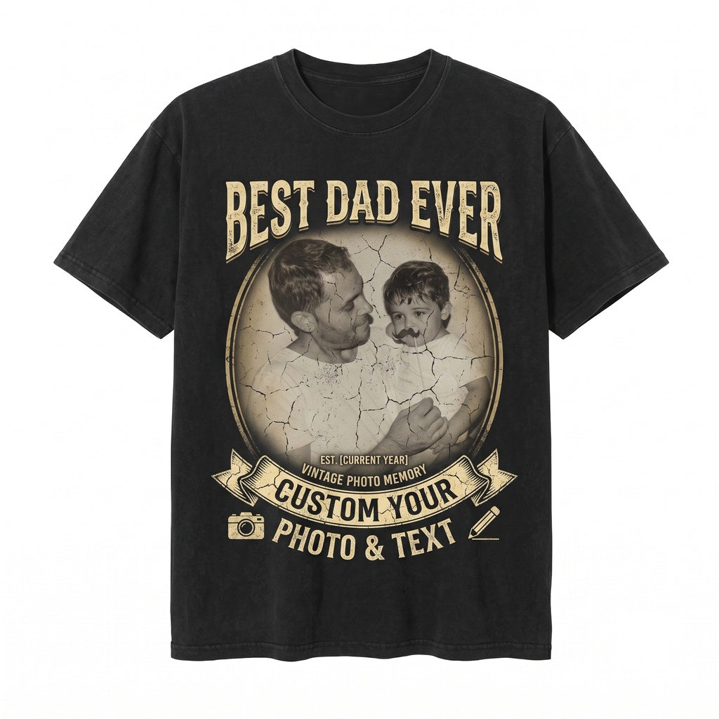 Personalized Photo Dad Christmas Gift, Custom Grandpa Picture Holiday Unisex TShirt