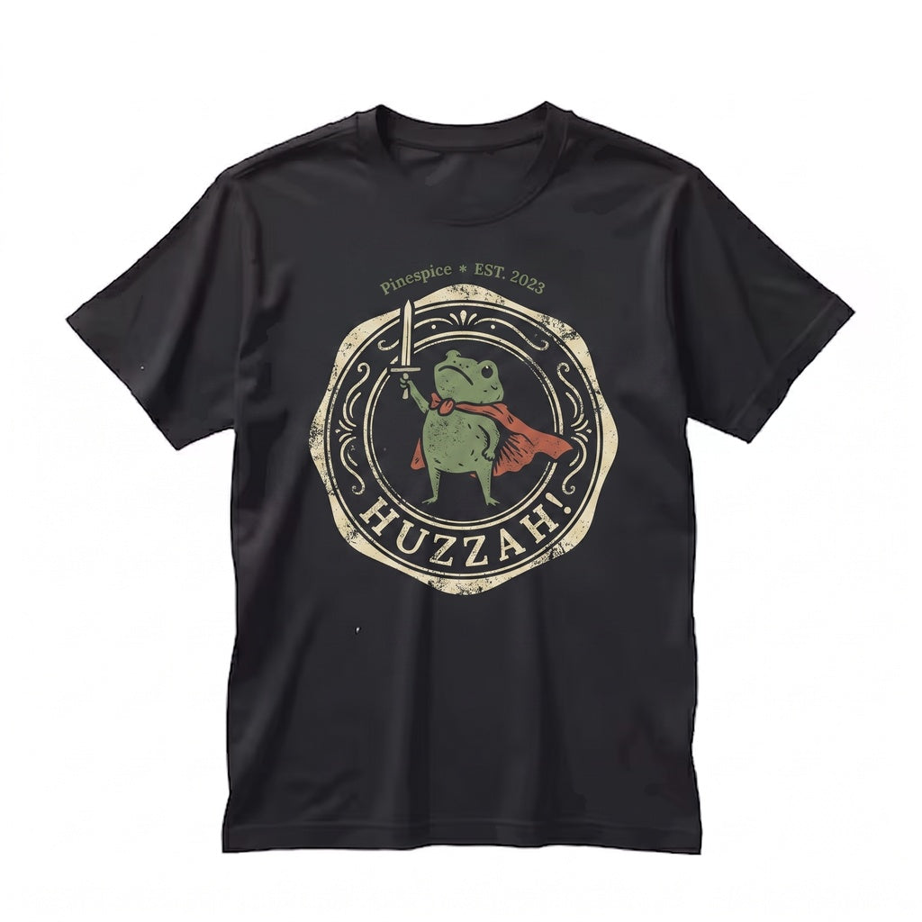 Huzzah Frog Sweatshirt Embroidered Funny RPG Pullover Renaissance Faire Medieval Fantasy Gamer Gift Unisex TShirt