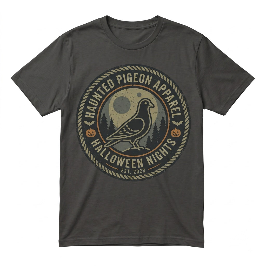 Spooky Halloween Pigeon Howling at Full Moon Jack-o-Lantern Vintage Bird Lover Gift Unisex TShirt