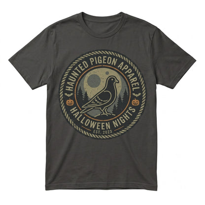 Spooky Halloween Pigeon Howling at Full Moon Jack-o-Lantern Vintage Bird Lover Gift Unisex TShirt