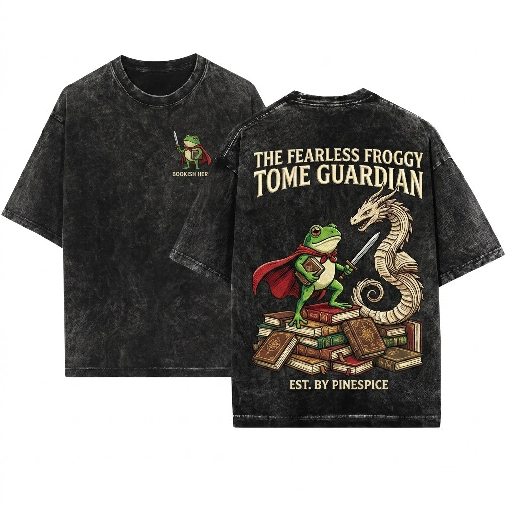 Huzzah Embroidered Medieval Frog with Sword Renaissance Faire Fantasy RPG Gift 1717 Unisex Wash T-Shirt