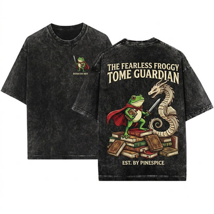 Huzzah Embroidered Medieval Frog with Sword Renaissance Faire Fantasy RPG Gift 1717 Unisex Wash T-Shirt