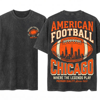Retro Chicago Football Vintage Sports Fan Unisex Wash T-Shirt