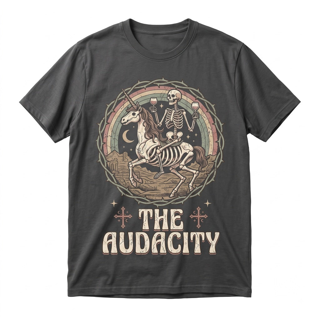 The Audacity Tarot Card Skeleton Witchy Mystical Graphic Boho Grunge Aesthetic Gift Unisex TShirt