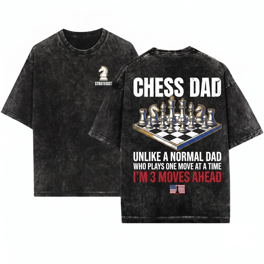 Cool Chess Dad Pieces Game Player Lover Funny Gift Club Team Member Match Unisex Wash T-Shirt