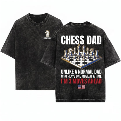 Cool Chess Dad Pieces Game Player Lover Funny Gift Club Team Member Match Unisex Wash T-Shirt