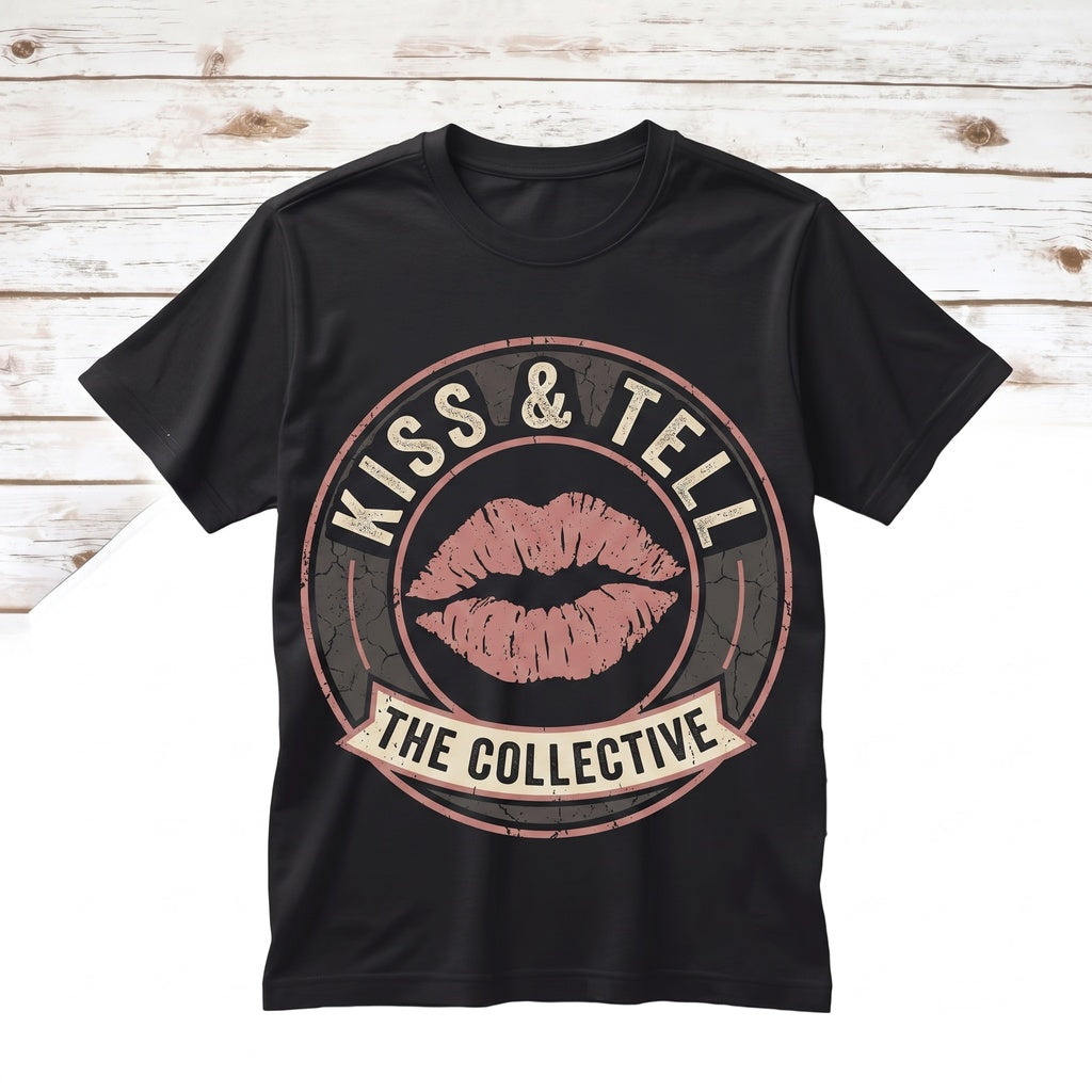 Retro Kissing Red Lips Graphic Top, Vintage Valentines Day Romantic Apparel Unisex TShirt