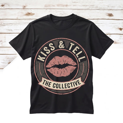 Retro Kissing Red Lips Graphic Top, Vintage Valentines Day Romantic Apparel Unisex TShirt