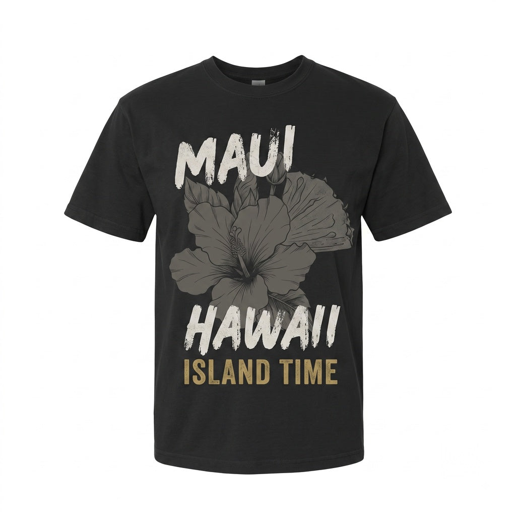 Maui Hawaii Pineapple Hibiscus Floral Tropical Beach Vacation Graphic Unisex TShirt