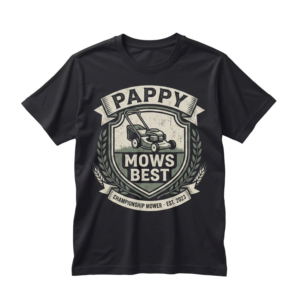 Pappy Mows Best Funny Vintage Lawn Mower Fathers Day Gift Grass Yard Care Dad Graphic Unisex TShirt