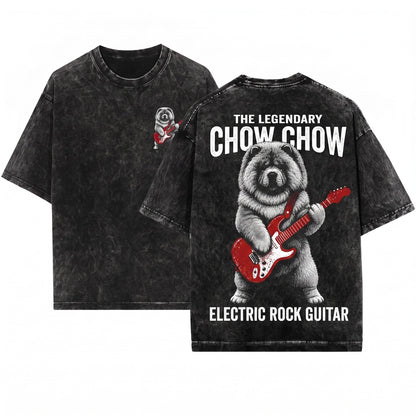 Chow Dog Rock Guitar Music Lover Funny Mom Dad Gift Unisex Wash T-Shirt