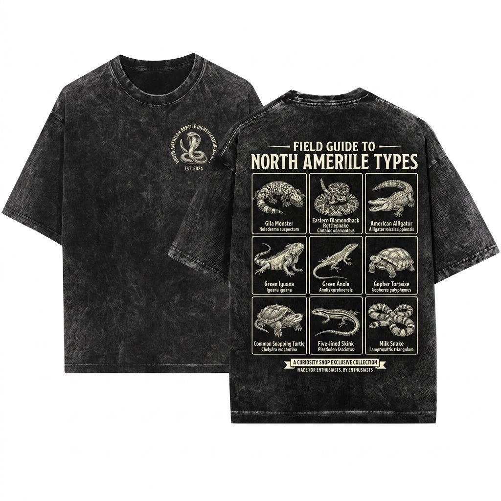 Reptile Vintage Line Art Snake Lizard Turtle Chameleon Graphic Herpetology 90s Style Animal Unisex Wash T-Shirt