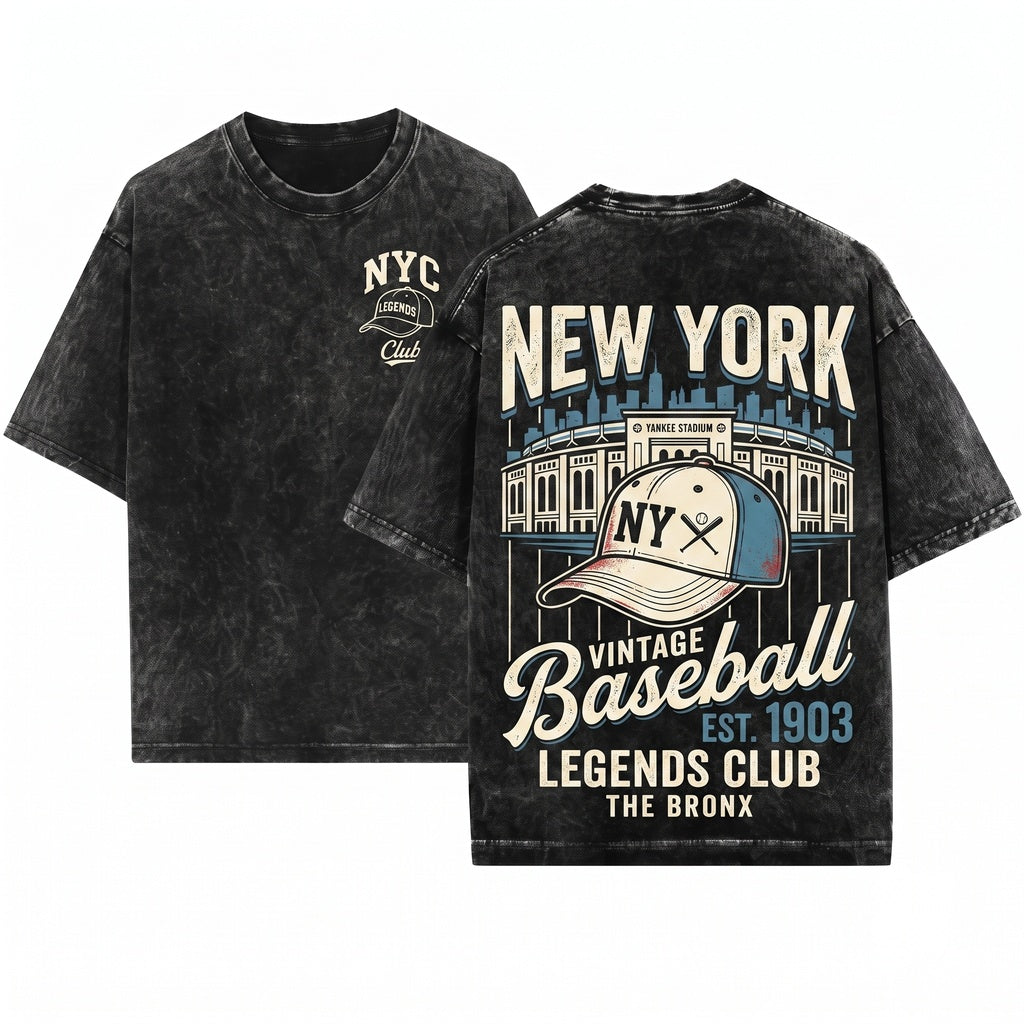 Retro New York Pinstripes Baseball Graphic Vintage Sports Unisex Wash T-Shirt