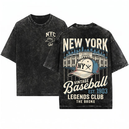 Retro New York Pinstripes Baseball Graphic Vintage Sports Unisex Wash T-Shirt